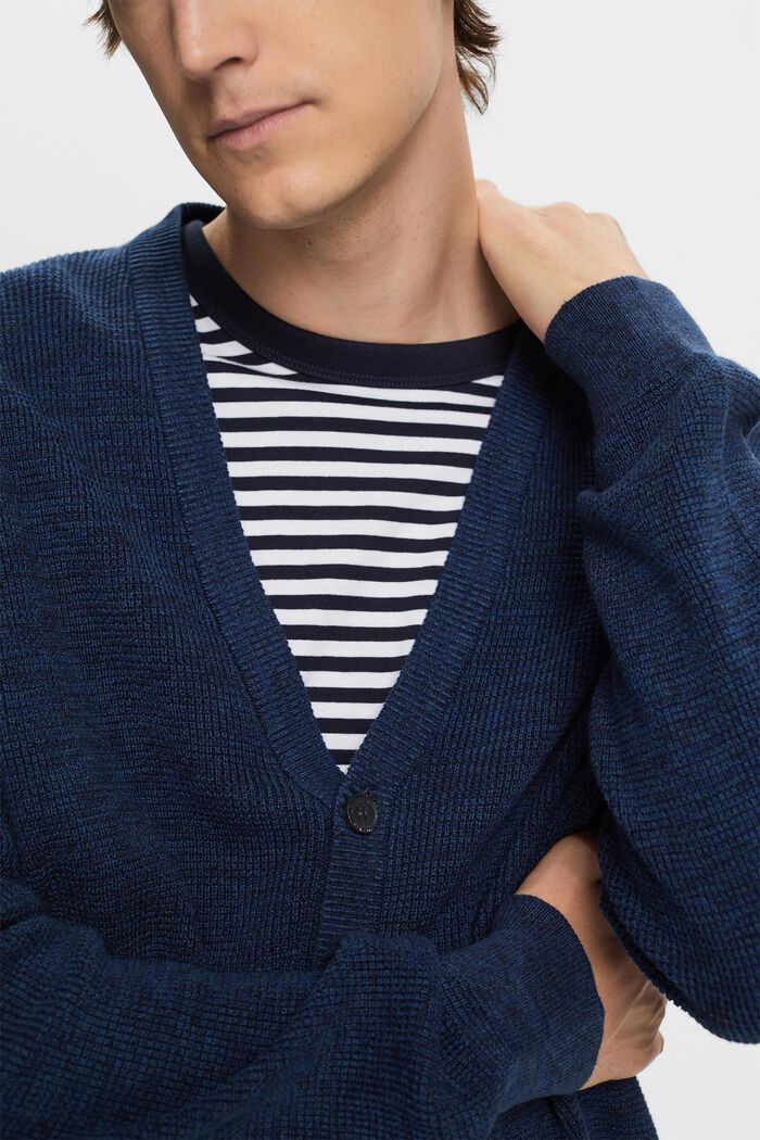 Cardigan con scollo a V, 100% cotone, NAVY, detail image number 2