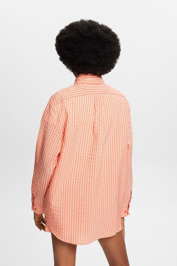 Camicia blusata a righe dall’effetto stropicciato, BRIGHT ORANGE, detail image number 2
