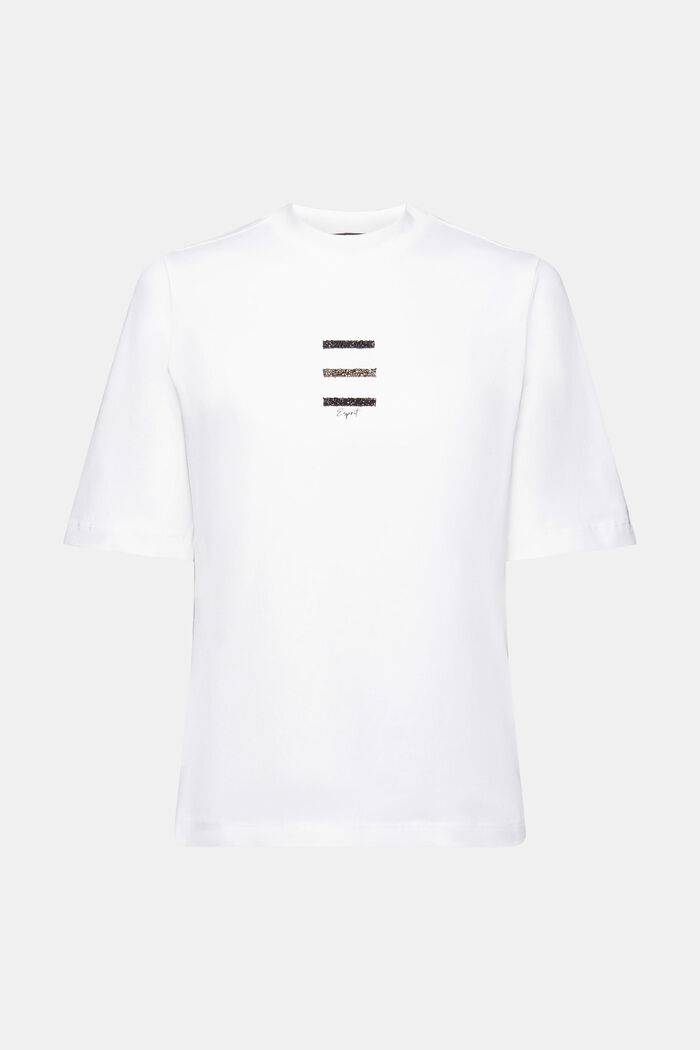 T-shirt con pietre luccicanti applicate, WHITE, detail image number 6