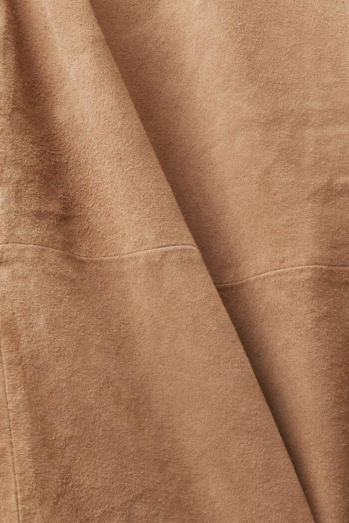 Gonna in pelle scamosciata con bottoni, TAUPE, detail image number 5