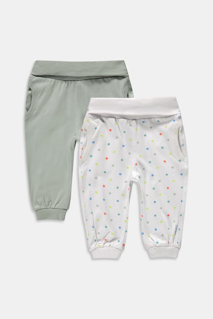 Pantaloni da jogging in cotone biologico, confezione doppia, LIGHT AQUA GREEN, overview