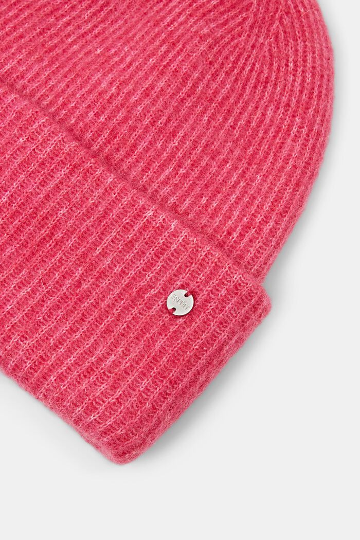 Berretto a coste in misto mohair e lana, PINK FUCHSIA, detail image number 1