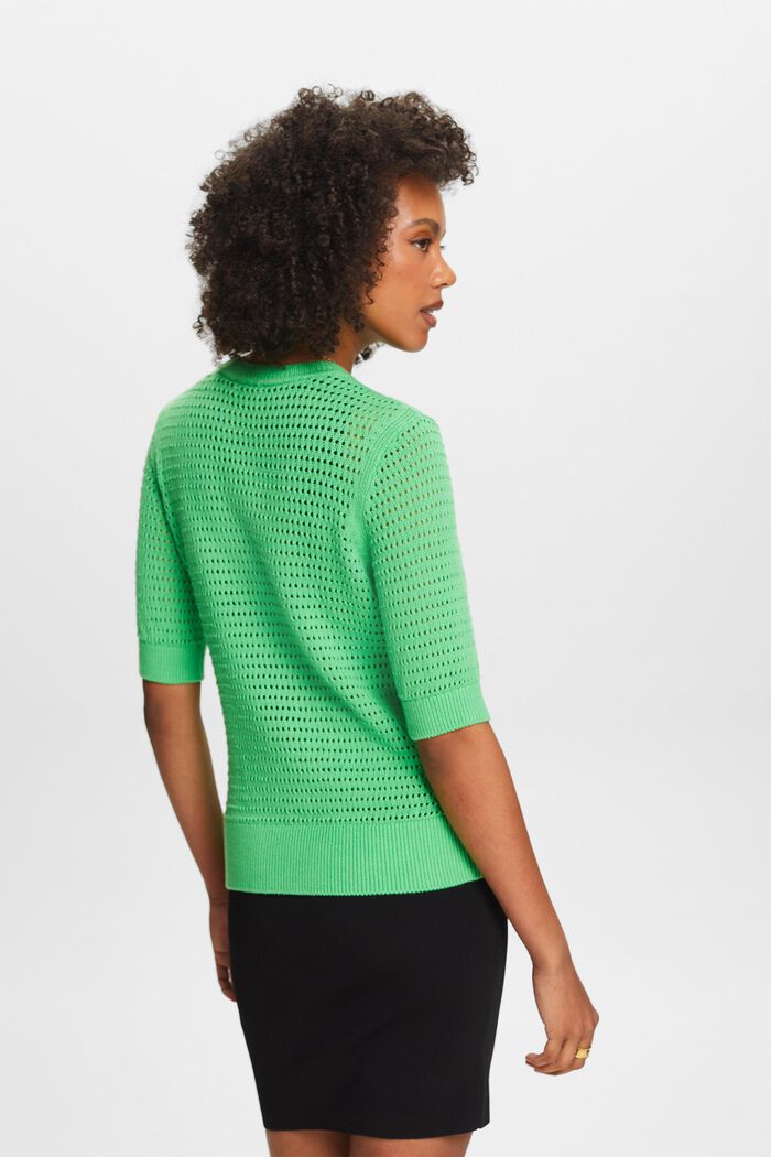 Pullover in mesh a manica corta, CITRUS GREEN, detail image number 2