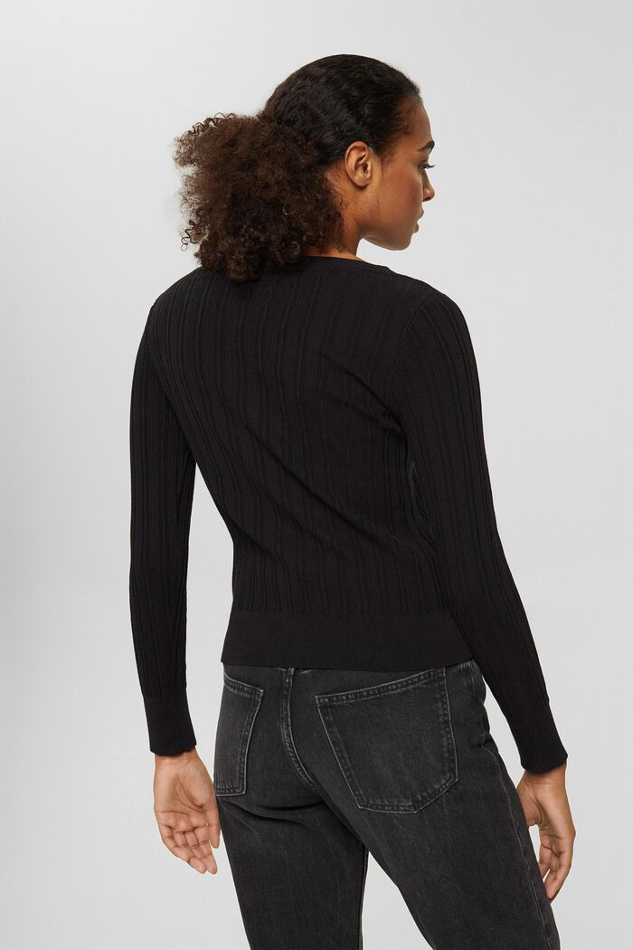 Pullover in maglia a coste in 100% cotone, BLACK, detail image number 3