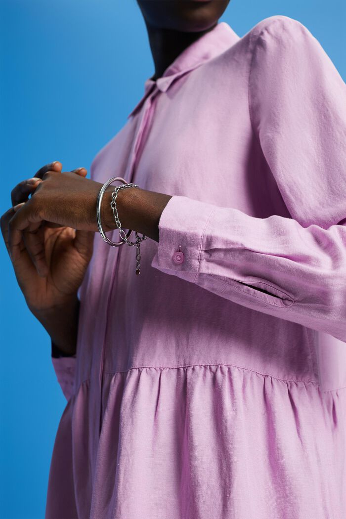 Mini abito camicia in misto lino, LILAC, detail image number 2