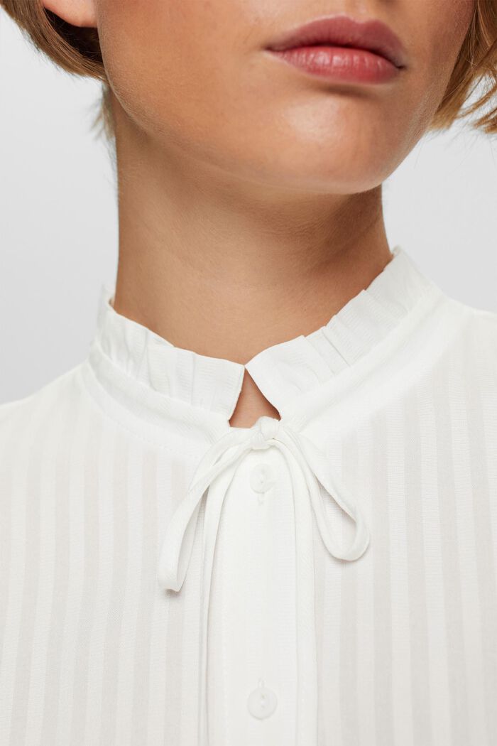 Blusa con colletto arricciato, LENZING™ ECOVERO™, OFF WHITE, detail image number 0
