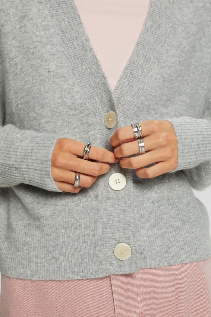 Cardigan con scollo a V in misto lana, LIGHT GREY, detail image number 2