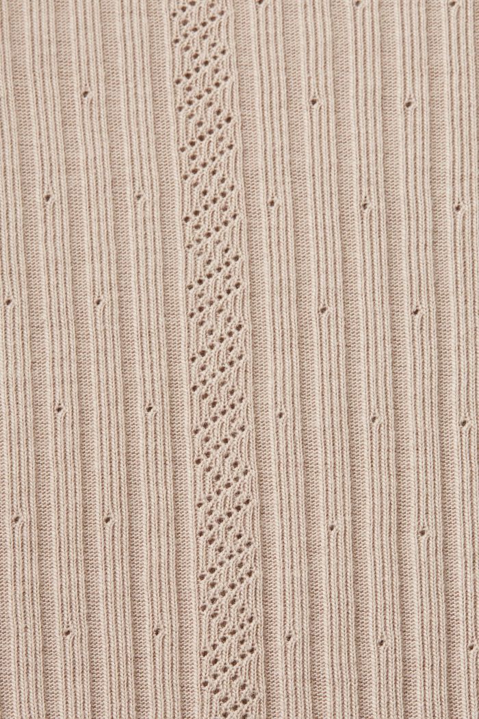 Maglia a maniche lunghe in jersey a coste pointelle, LIGHT TAUPE, detail image number 5