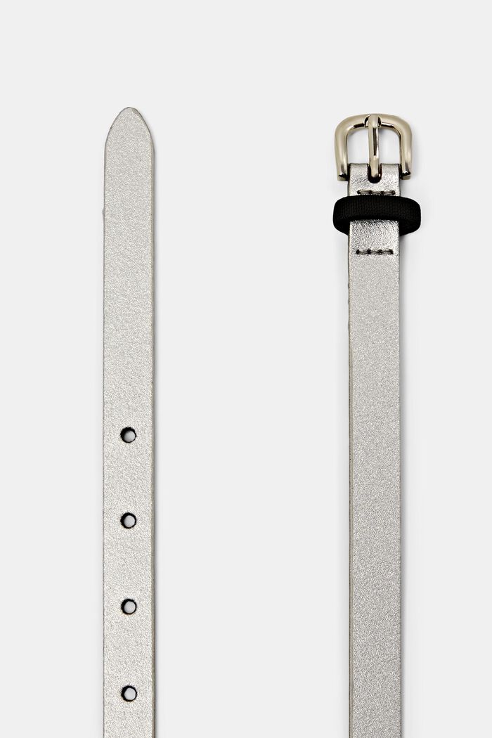 Cintura sottile in pelle, SILVER, detail image number 1