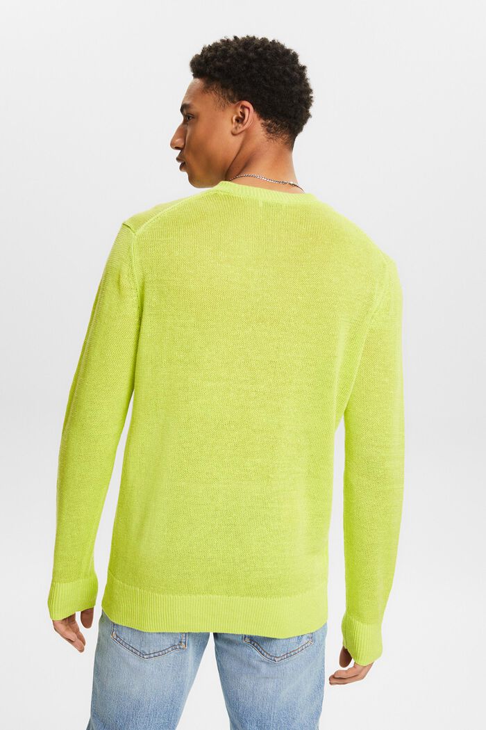 Maglione con girocollo in lino, LIME GREEN, detail image number 2