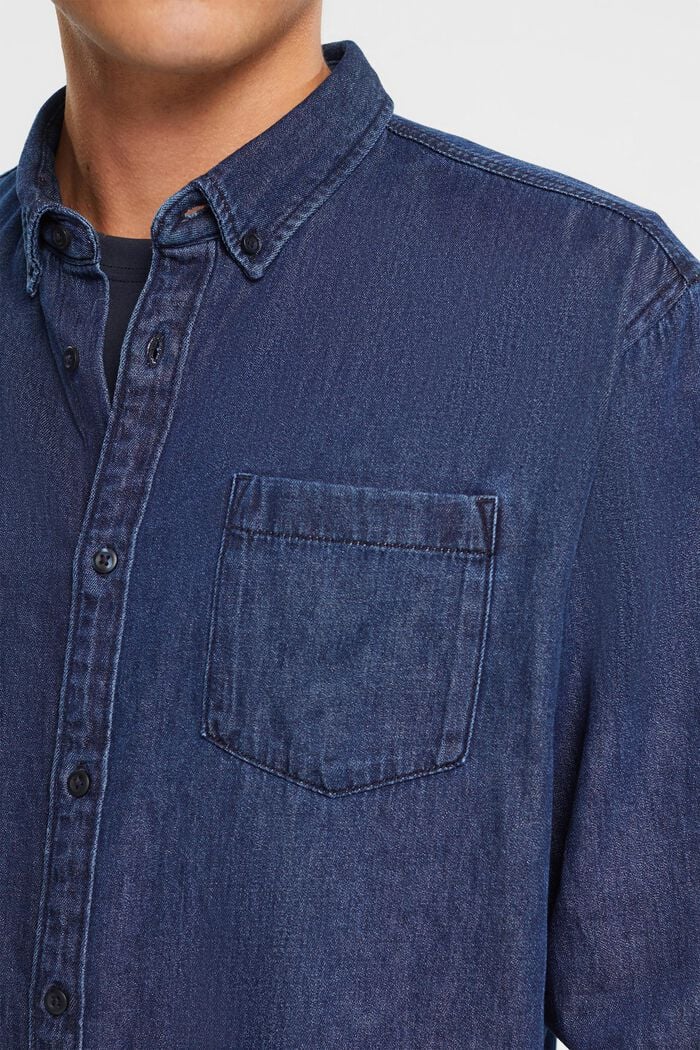 Camicia in denim con tasca cucita, BLUE DARK WASHED, detail image number 2