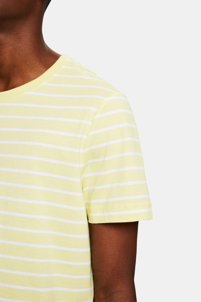 T-shirt a righe in jersey di cotone, LIME YELLOW, detail image number 3