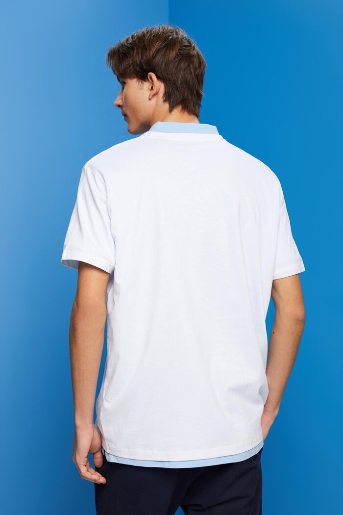 T-shirt in cotone con righe a contrasto, WHITE, detail image number 3