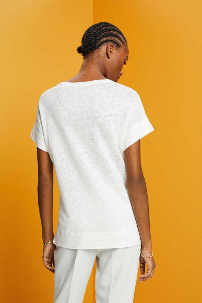 T-shirt in lino, OFF WHITE, detail image number 3