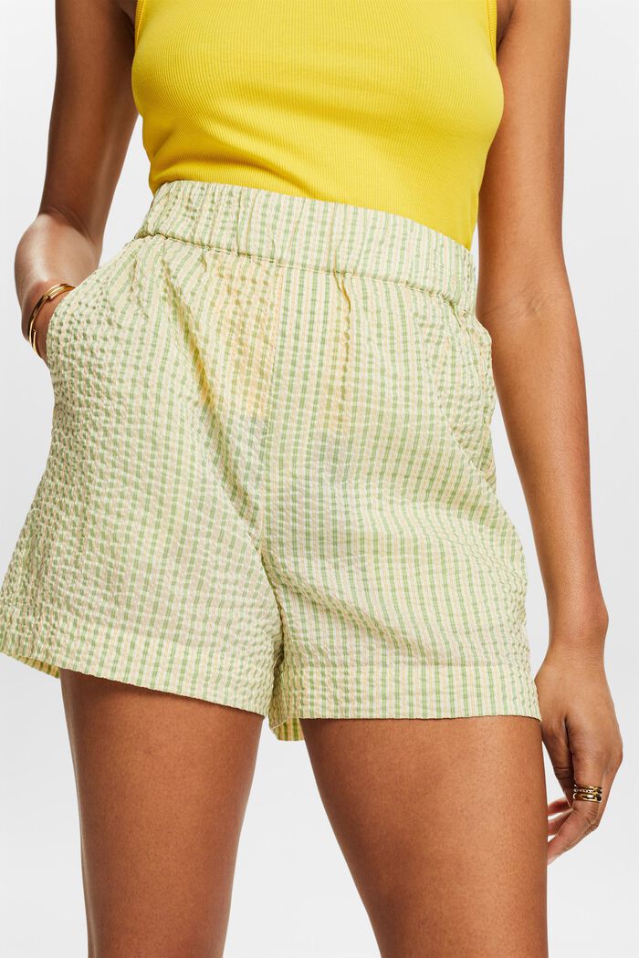Shorts a righe dall’effetto stropicciato, LIGHT GREEN, detail image number 3