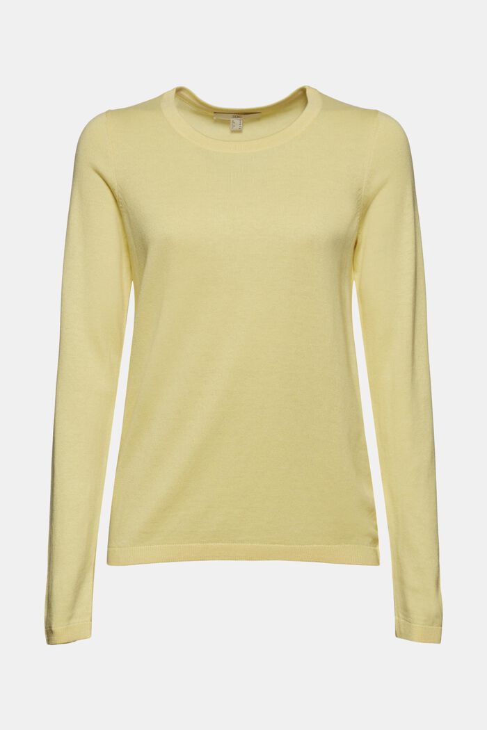 Pullover basic in misto cotone biologico, LIGHT YELLOW, detail image number 0