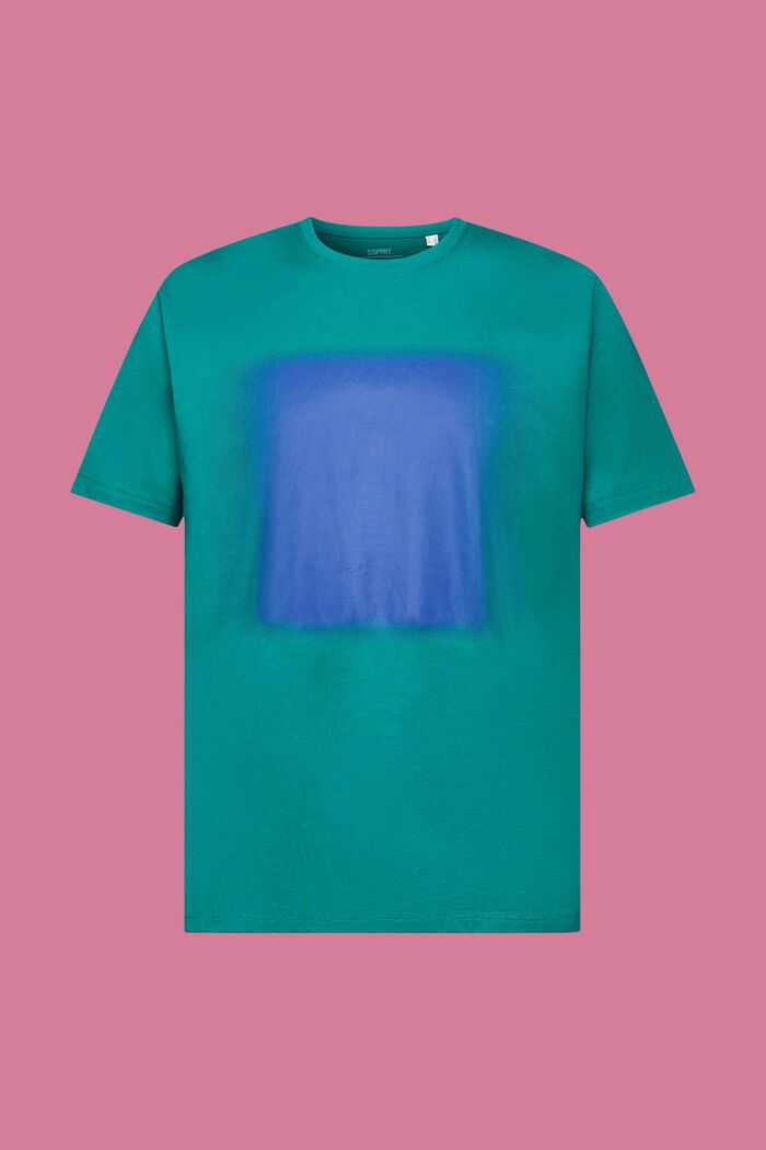 T-shirt in cotone con stampa, EMERALD GREEN, detail image number 6