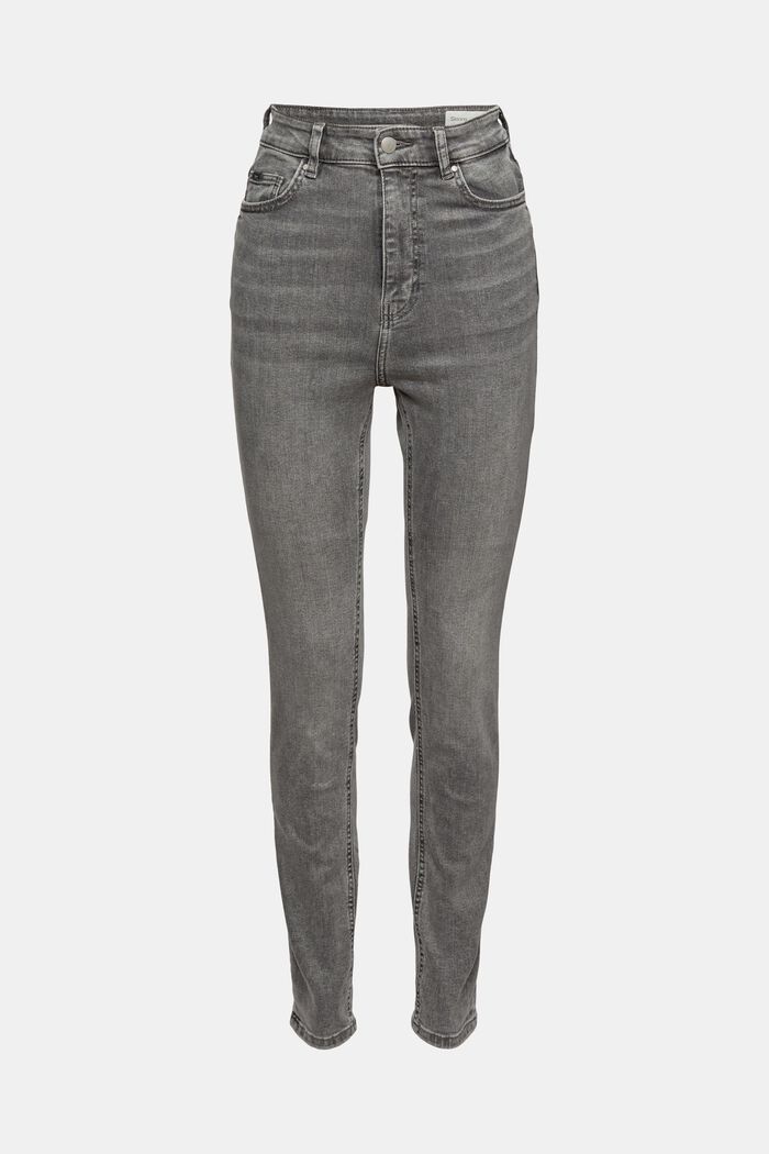 Jeans stretch con effetto slavato, GREY MEDIUM WASHED, overview
