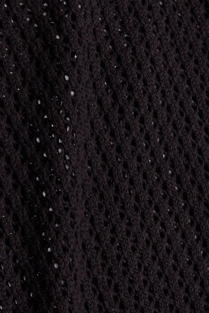 Pullover a maglia traforata in cotone, BLACK, detail image number 4