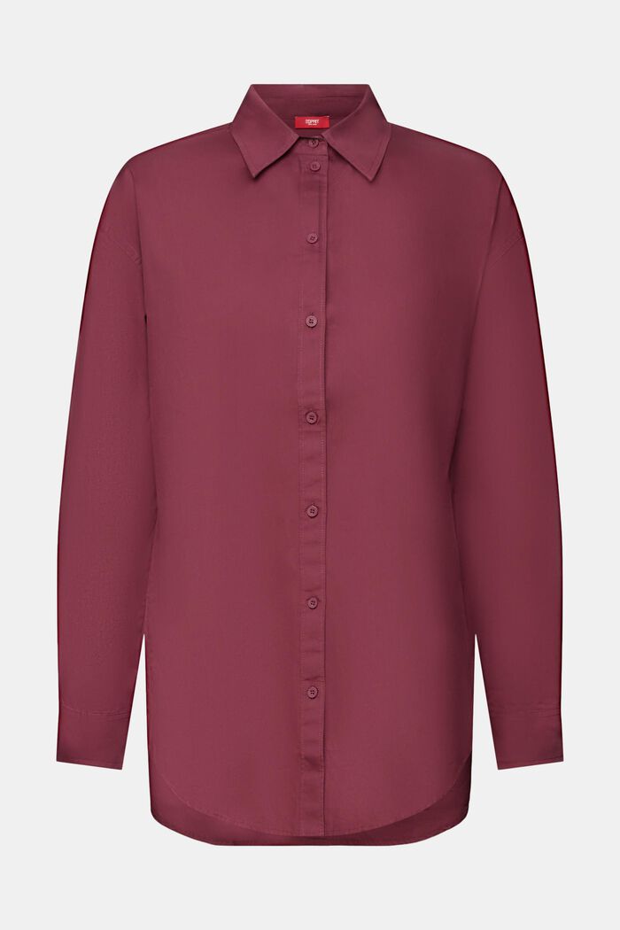 Camicia blusata in popeline, 100% cotone, AUBERGINE, detail image number 6
