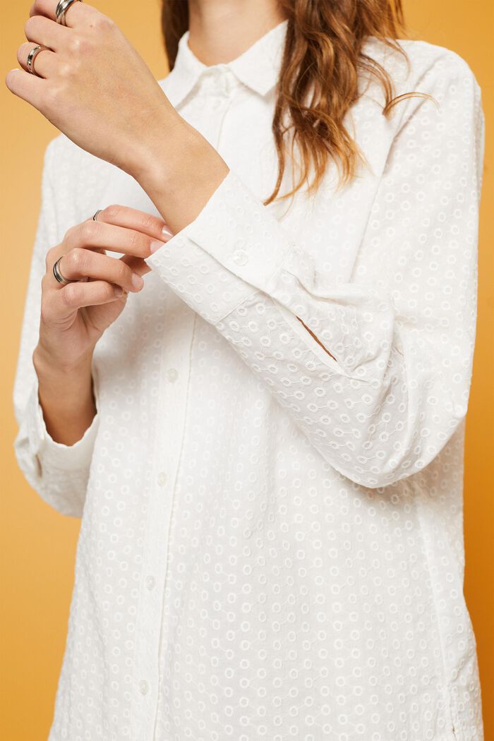 Blusa con ricamo, 100% cotone, WHITE, detail image number 2