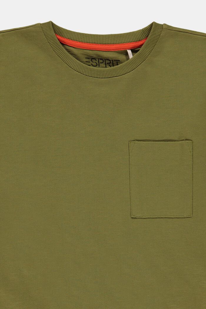 Maglia a maniche lunghe con tasca sul petto, 100% cotone, LEAF GREEN, detail image number 1