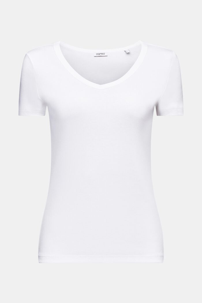 T-shirt in cotone con scollo a V, WHITE, detail image number 6