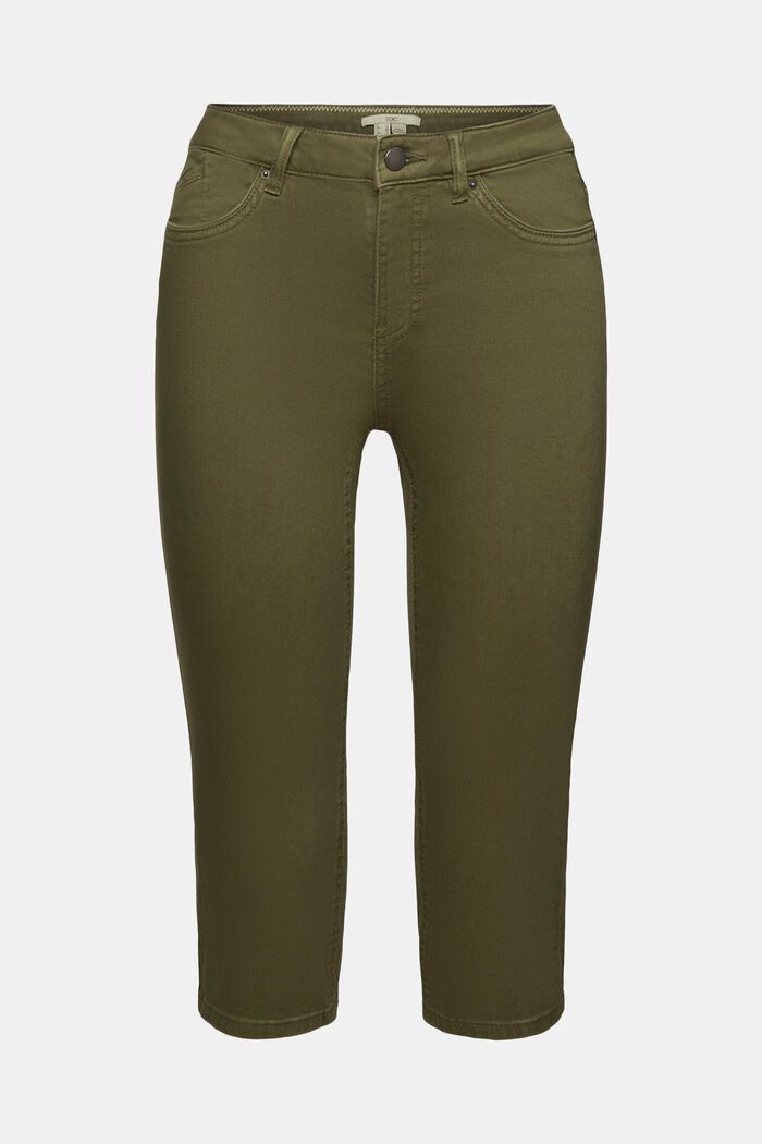 Pantaloni capri in cotone biologico, KHAKI GREEN, detail image number 6
