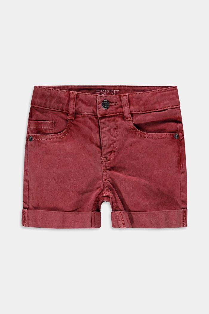 Shorts in twill con vita regolabile, misto cotone biologico, GARNET RED, overview