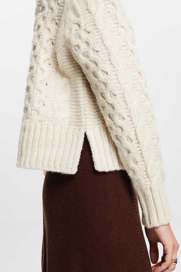 Pullover in misto lana in maglia intrecciata, ICE, detail image number 2