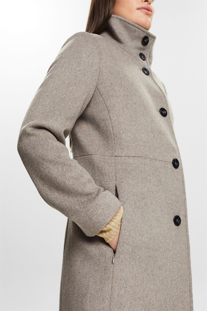 Cappotto in lana spazzolata, TAUPE, detail image number 4