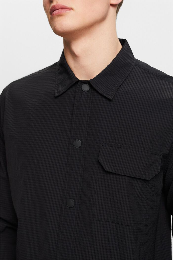 Camicia strutturata a maniche lunghe, BLACK, detail image number 3