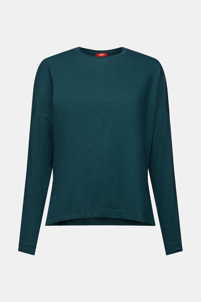 Maglia basic a maniche lunghe in jersey, EMERALD GREEN, detail image number 6
