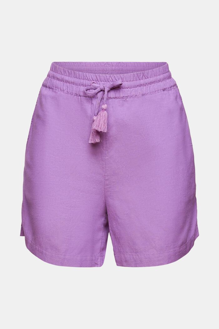 Con lino: shorts con coulisse con cordoncino, VIOLET, detail image number 6