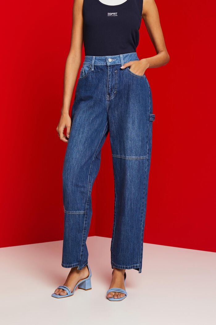 Jeans asimmetrici a gamba larga anni ‘90, BLUE DARK WASHED, detail image number 0