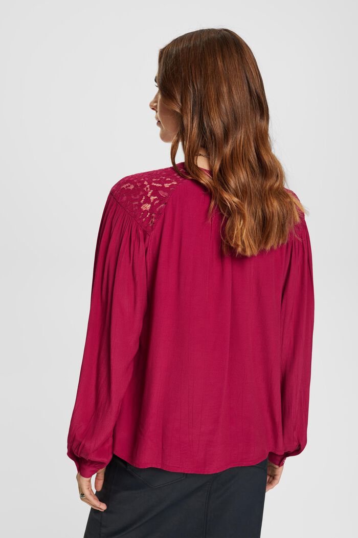 Blusa con dettagli in pizzo, CHERRY RED, detail image number 3