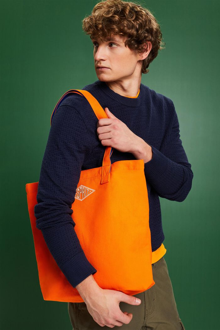 Tote Bag in cotone con logo, RED ORANGE, detail image number 5
