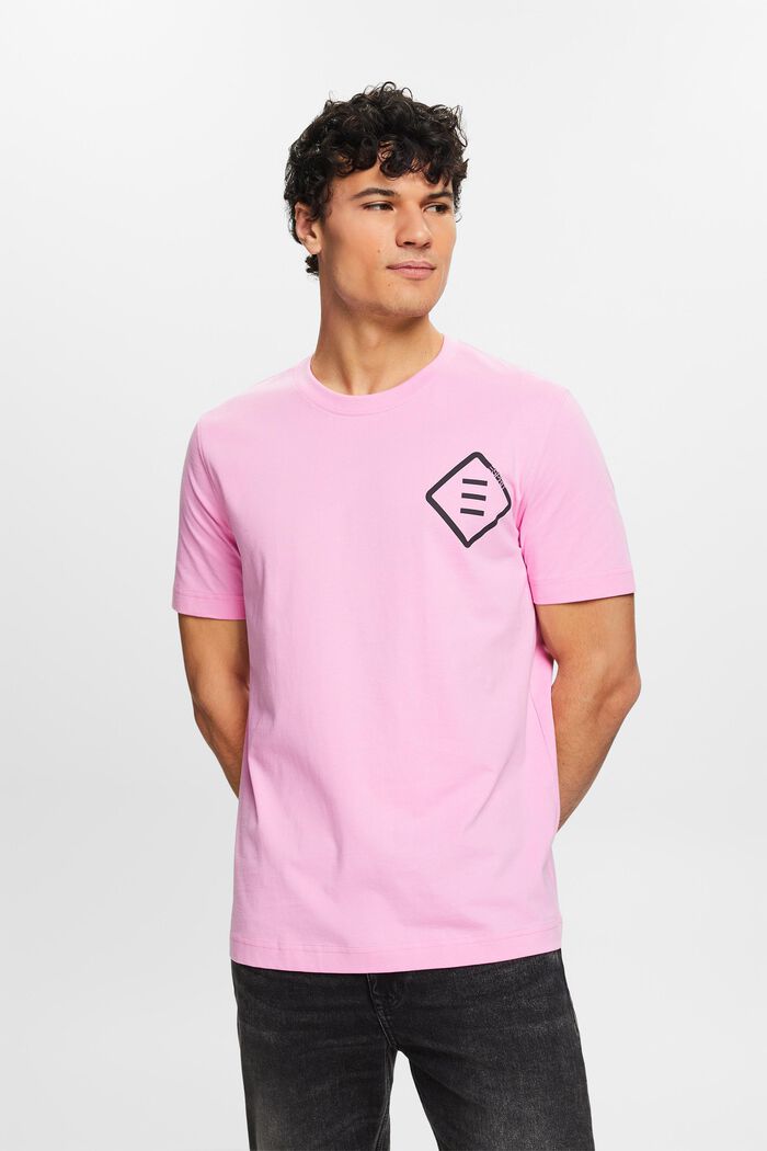 T-shirt in jersey di cotone con logo, PINK, detail image number 4