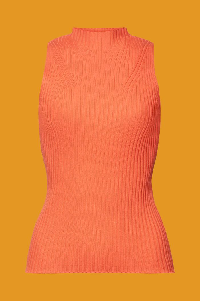Maglia senza maniche in maglia a coste, CORAL ORANGE, detail image number 6