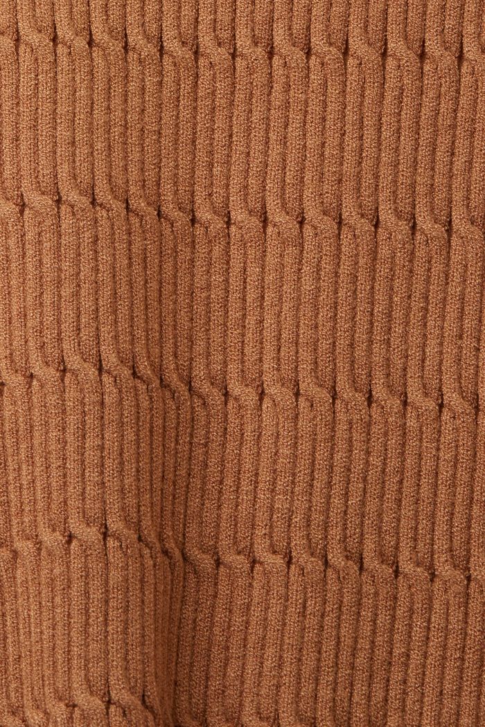 Pullover sciancrato in maglia a coste, CARAMEL, detail image number 5
