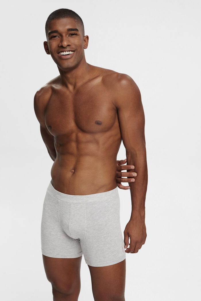 Shorts da uomo lunghi in misto cotone elasticizzato, confezione multipla, WHITE, detail image number 0