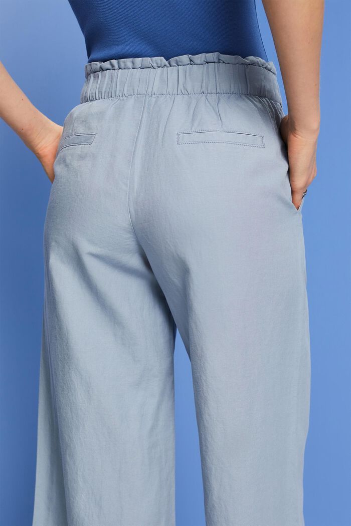 Culotte in lino e cotone con cintura, LIGHT BLUE LAVENDER, detail image number 4