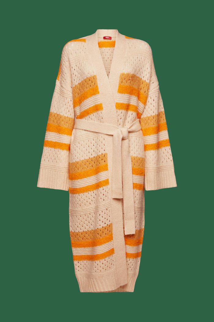 Cardigan lungo in misto lana con cintura, GOLDEN ORANGE, detail image number 5