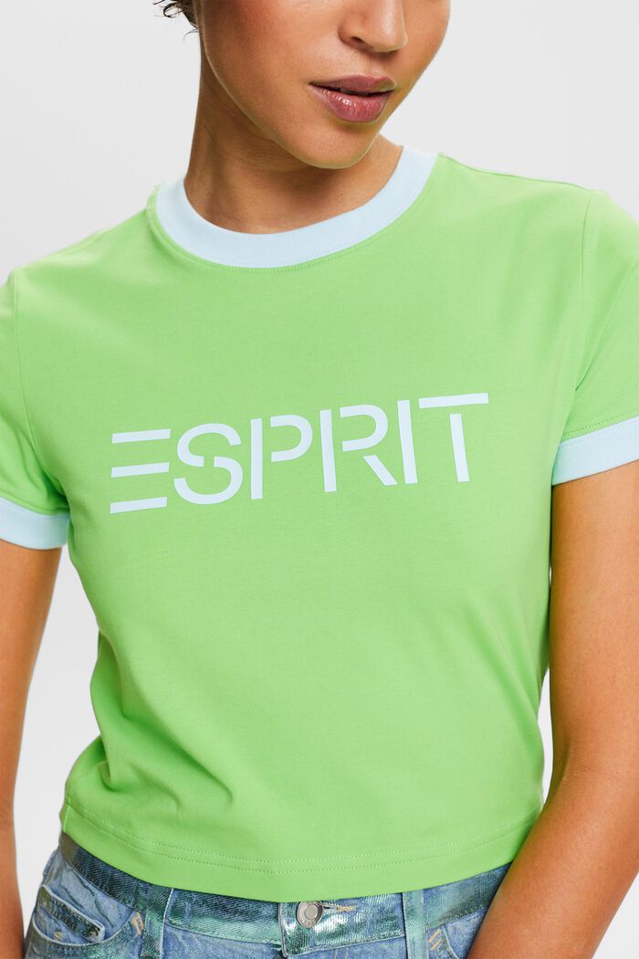 T-shirt in jersey di cotone con logo, CITRUS GREEN, detail image number 3
