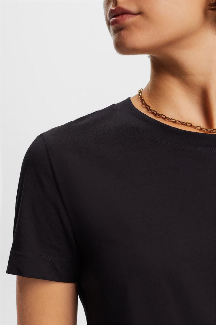 T-shirt girocollo in cotone, BLACK, detail image number 2