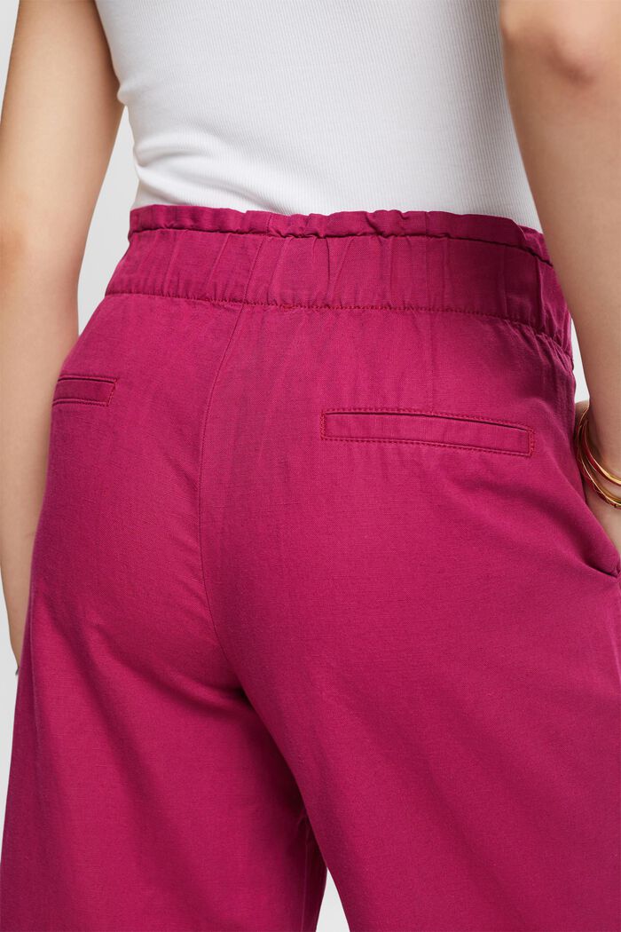 Culotte in lino e cotone con cintura, DARK PINK, detail image number 4