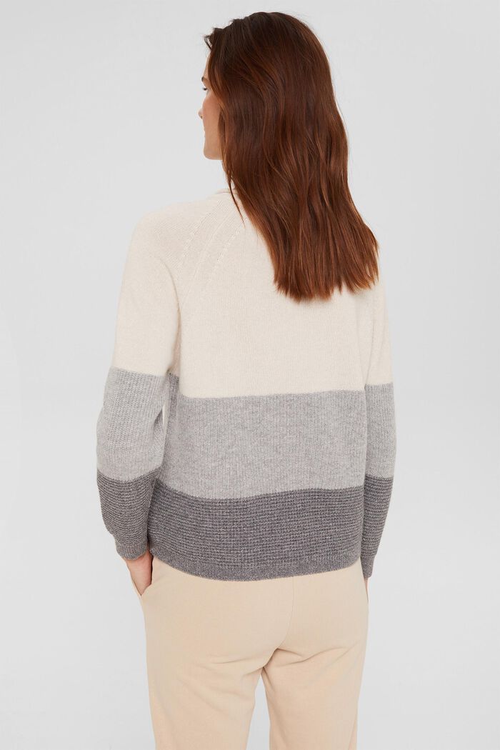 Con lana: pullover con righe a blocchi, LIGHT GREY, detail image number 3