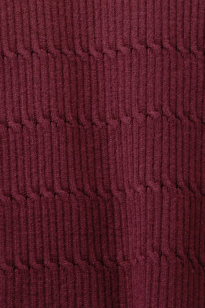 Pullover sciancrato in maglia a coste, AUBERGINE, detail image number 5