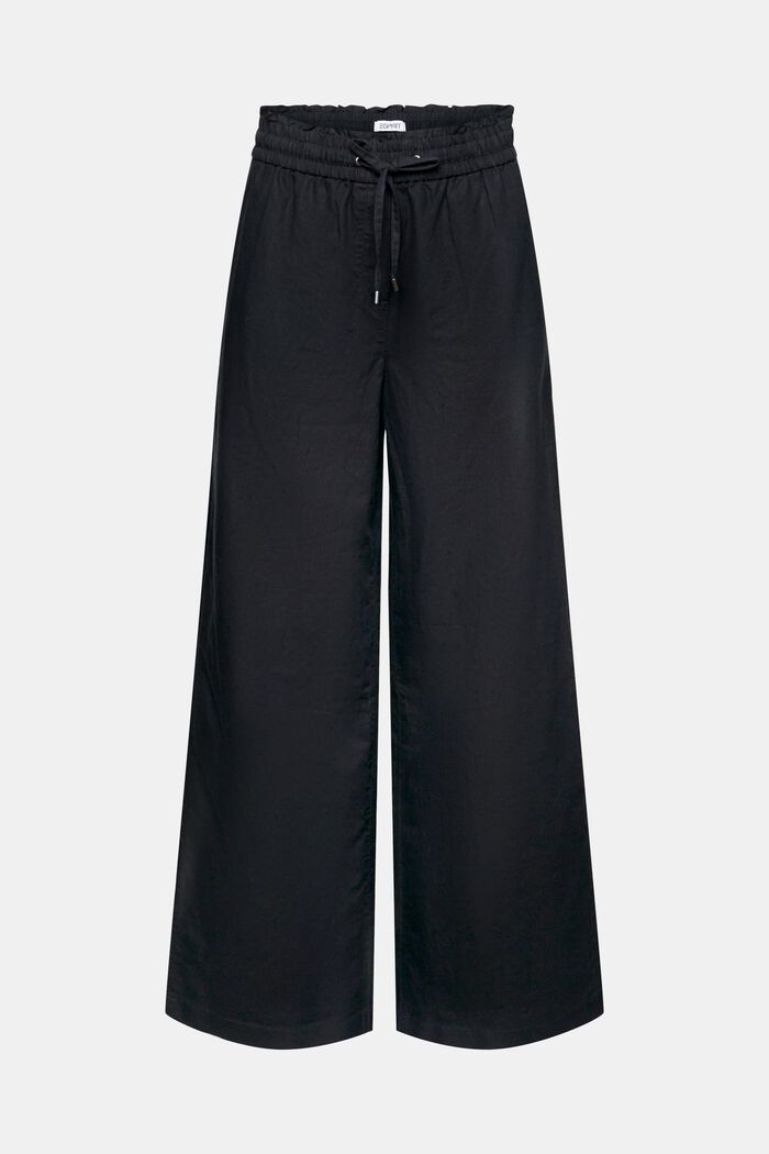 Pantaloni in cotone e lino, BLACK, detail image number 7