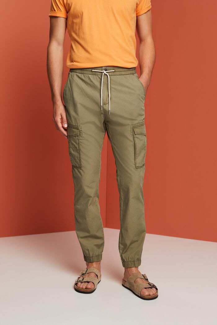 Pantaloni cargo, 100% cotone, OLIVE, detail image number 0